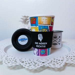Coffee to go Becher im Mainwelle Comic-Design (inkl. abnehmbarer Banderole)